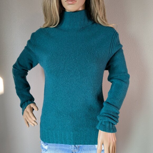 J. Crew Sweater Women's Small Emerald Green Mock Neck Supersoft Yarn Wool #J6366 - Picture 1 of 16